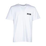 Witte Crewneck Katoenen T-shirt met Logo Msgm , White , Heren