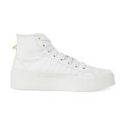 Witte Leren Sneakers met Veters Adidas , White , Dames