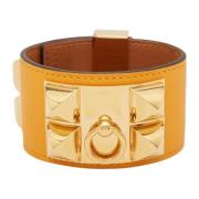 Pre-owned Leather bracelets Hermès Vintage , Yellow , Dames