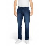 Blauwe Effen Heren Jeans Rits Knoop GAS , Blue , Heren