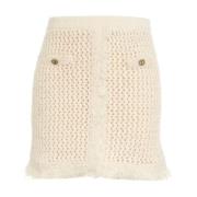 Glitter Gebreide Mini Rok met Raffelzoom Twinset , White , Dames