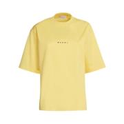 Logo Print Biologisch Katoen T-shirt Marni , Yellow , Dames