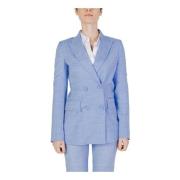 Lichtblauwe Reverskraag Blazer Sandro Ferrone , Blue , Dames