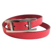 Pre-owned Leather bracelets Hermès Vintage , Red , Dames