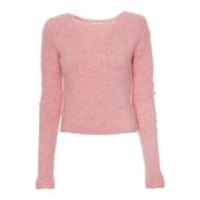 Gezellig Gebreide Trui met Boothals American Vintage , Pink , Dames