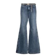 Blauwe Flared Jeans met Gouden Riem Michael Kors , Blue , Dames