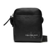 Zwarte Polyurethaan Schoudertas met Rits Calvin Klein , Black , Heren