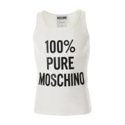 Geribbelde Tanktop in Wit Moschino , White , Heren