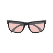 Roze Vierkante Zonnebril met Ingelegd Logo Oakley , Black , Unisex