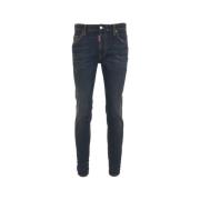 Italiaanse Destroyed Jeans met Logo Details Dsquared2 , Blue , Heren