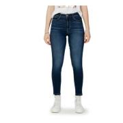 Blauwe Effen Dames Jeans Rits Knoop Guess , Blue , Dames