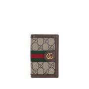 Canvas Portemonnee met Leren Afwerking Gucci , Brown , Heren