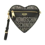 Hart Logo Lurex Tas Moschino , Black , Dames