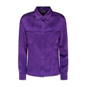 Paarse Satijnen Western Style Overhemd Tom Ford , Purple , Dames