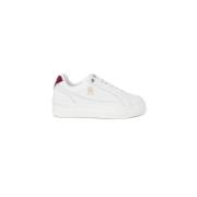 Bordeaux Leren Sportieve Sneakers Tommy Hilfiger , White , Dames