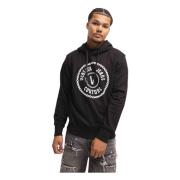 Chain Hoodie Heren Zwart/Wit Versace Jeans Couture , Black , Heren