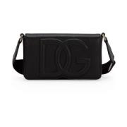 Zwarte Leren Crossbody Tas Dolce & Gabbana , Black , Heren