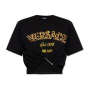 T-shirt met applicatie Versace , Black , Dames