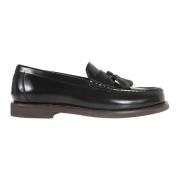 Minimal Calfskin Penny Loafer Tassels Brunello Cucinelli , Black , Dam...