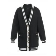 Zwarte Lange Cardigan met Iconische Leeuwenknopen Balmain , Black , Da...