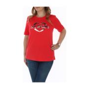 Grafische Print Dames T-shirt Lente/Zomer Love Moschino , Red , Dames