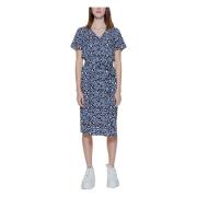 Blauw Print V-Hals Jurk Vrouwen Street One , Blue , Dames