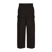 Canvas Wijde Pijp Zwarte Broek Valentino Garavani , Black , Heren