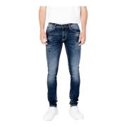 Blauwe Rits Knoopsluiting Heren Jeans Antony Morato , Blue , Heren