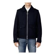 Blauwe Wol Zip-Up Jas Klassieke Kraag Antony Morato , Blue , Heren