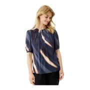 Blauwe Grazia Blouse met Pofmouwen IN Front , Multicolor , Dames