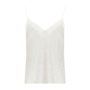 Ivory Beaded Georgette Top Elisabetta Franchi , Beige , Dames