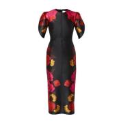 Bloemen Midi Cocktailjurk met Riem Erdem , Black , Dames