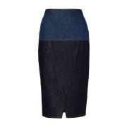 Denim Two-Tone Rok Fendi , Blue , Dames