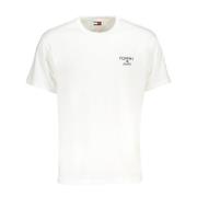 Korte Mouw Logo Geborduurd T-Shirt Wit Tommy Hilfiger , White , Heren