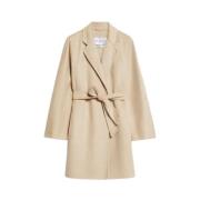 Luxe Wollen Jas Kimono Stijl Max Mara , Beige , Dames