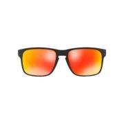 Vierkante Zonnebril met Spiegelglazen en Logo Oakley , Black , Unisex