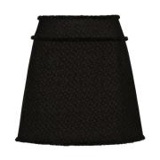 Zwarte Bouclé Rok Met Raffelrand Dolce & Gabbana , Black , Dames