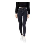 Zwarte Jeans met Rits en Knoopsluiting Tommy Jeans , Black , Dames