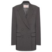 Antracietgrijze Blazer met Peak Revers Valentino , Gray , Dames