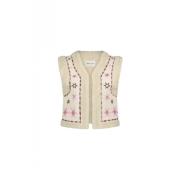 Ster Geborduurde Shearling Gilet Fabienne Chapot , Beige , Dames