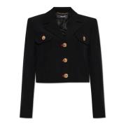 Blazer met open revers Versace , Black , Dames