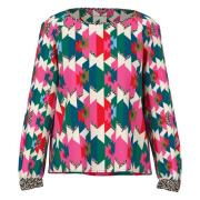 Raglan Viscose Blouse met Patroonmix Marc Cain , Multicolor , Dames