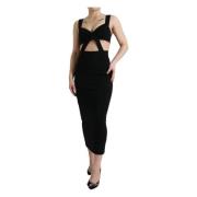 Zwart Bodycon Midi Jurk Dolce & Gabbana , Black , Dames