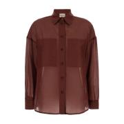 Bruine Klassieke Kraag Shirt met Zakken Semicouture , Brown , Dames