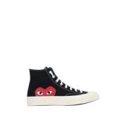 Zwarte High-Top Canvas Sneakers Comme des Garçons Play , Black , Dames