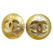 Pre-owned Metal earrings Chanel Vintage , Yellow , Dames