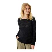 Lotus T-Shirt Top Zwart IN Front , Black , Dames