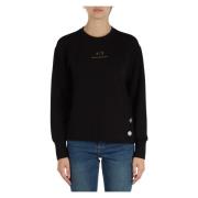 Logo Print Viscose Blend Sweatshirt Armani Exchange , Black , Dames