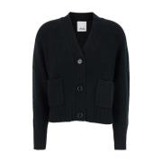 Zwarte Wol Kasjmier Cardigan Sweaters Allude , Black , Dames