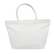 Pre-owned Leather totes Chanel Vintage , White , Dames